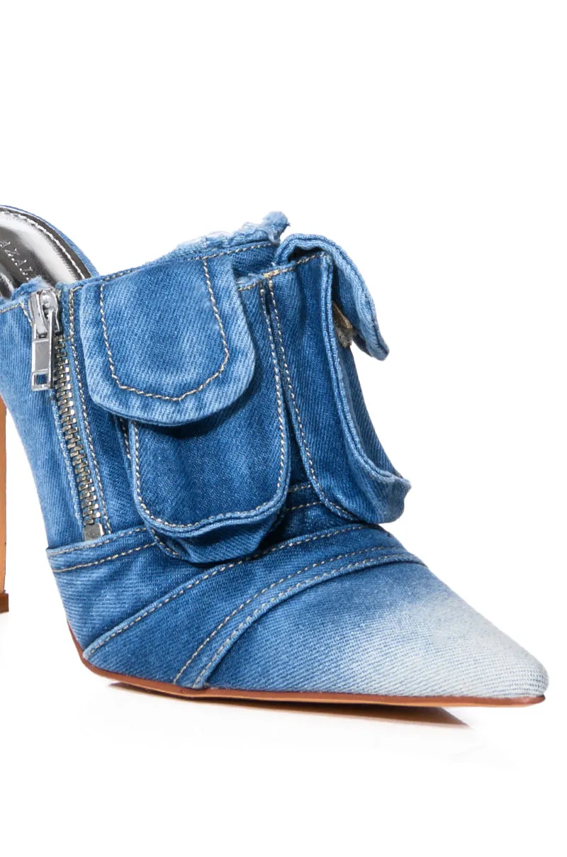 AZALEA WANG FREEDOM CLOSED TOE MULE IN DENIM