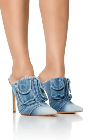 AZALEA WANG FREEDOM CLOSED TOE MULE IN DENIM