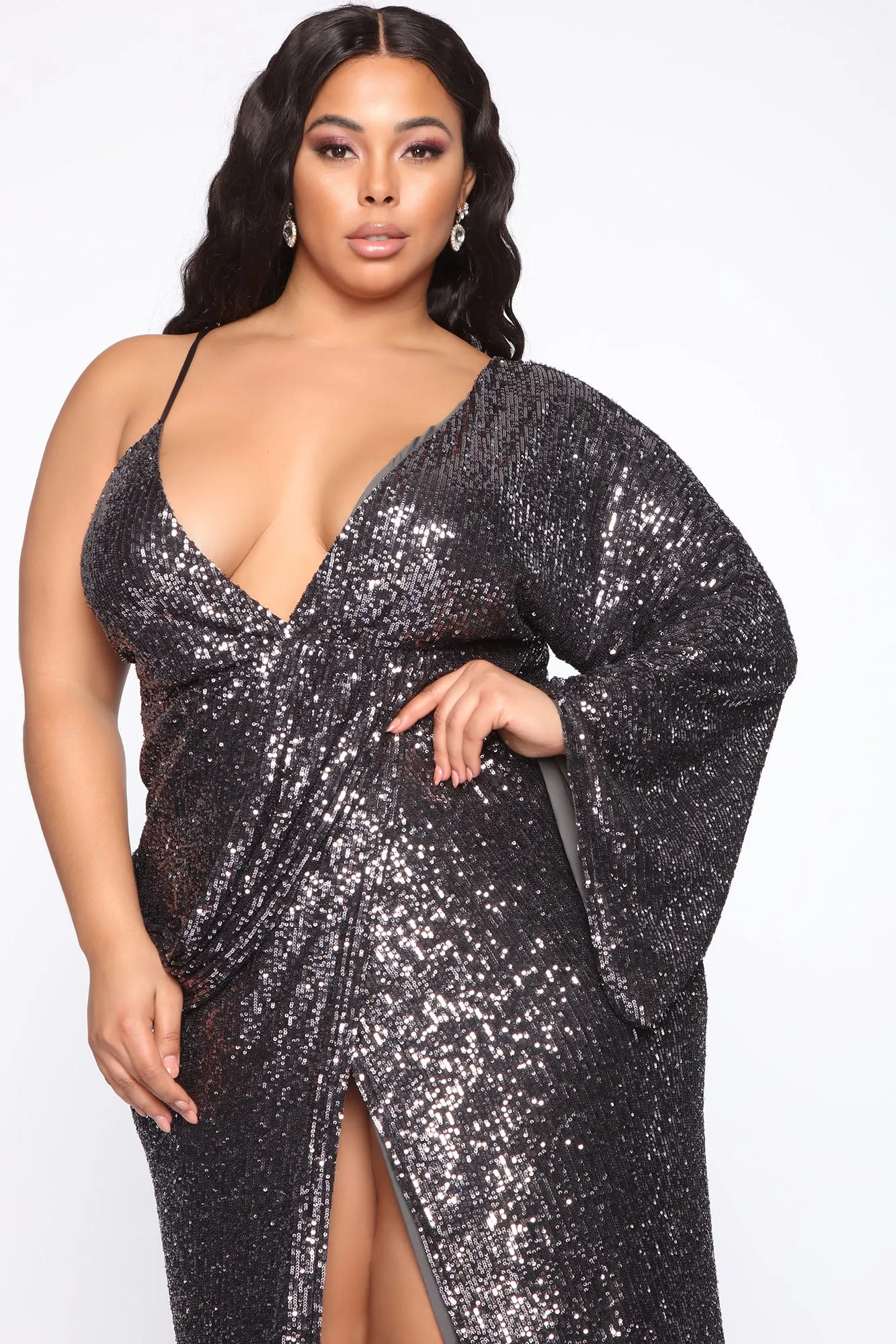 Best Appearance Maxi Sequin Dress - Charcoal