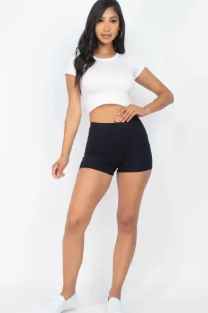 Black Stretch Knit Shorts