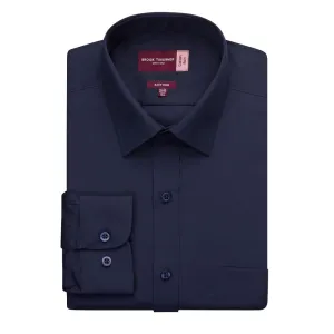 Brook Taverner Mens Long Sleeve Rapino Shirt Navy 15 1/2"