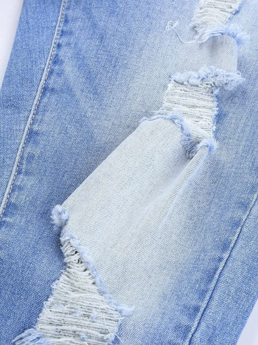 Button-Fly Distressed Jeans