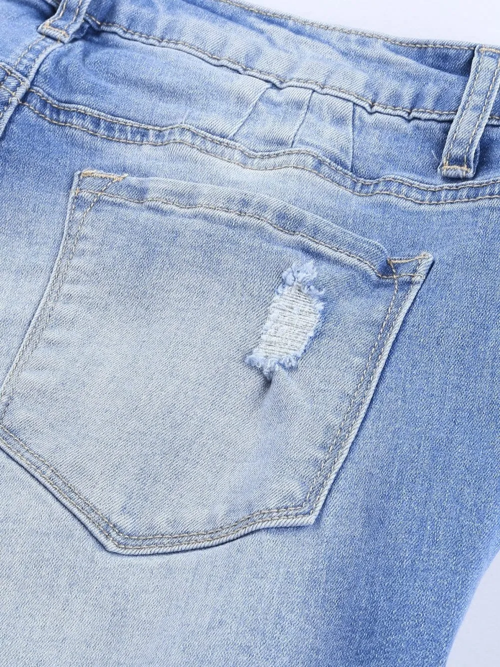 Button-Fly Distressed Jeans