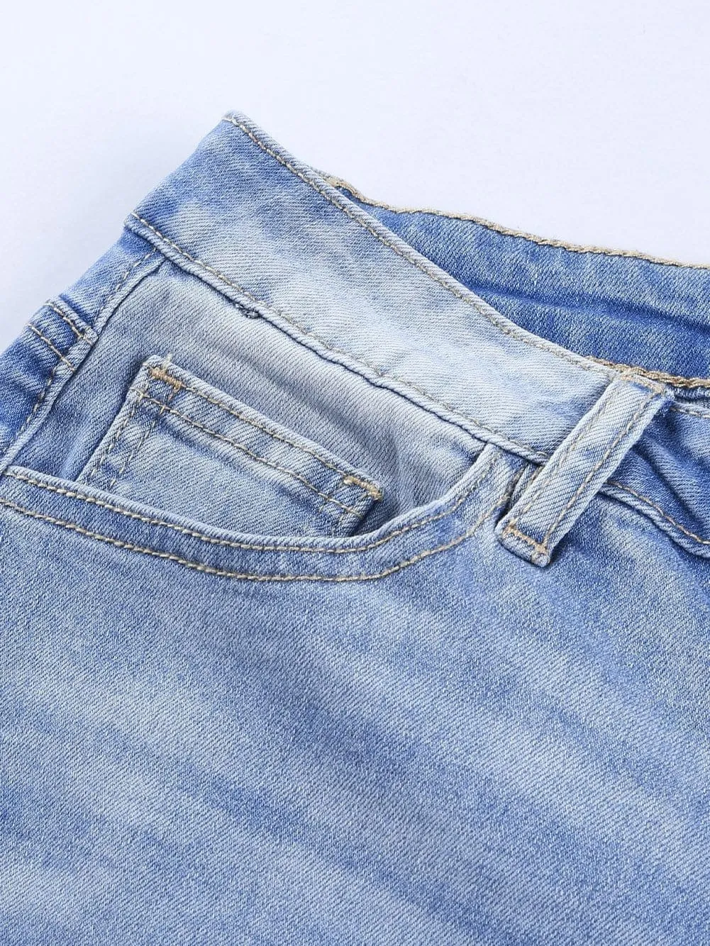 Button-Fly Distressed Jeans