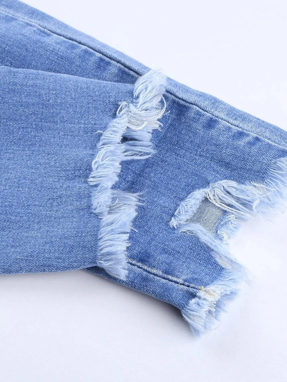 Button-Fly Distressed Jeans