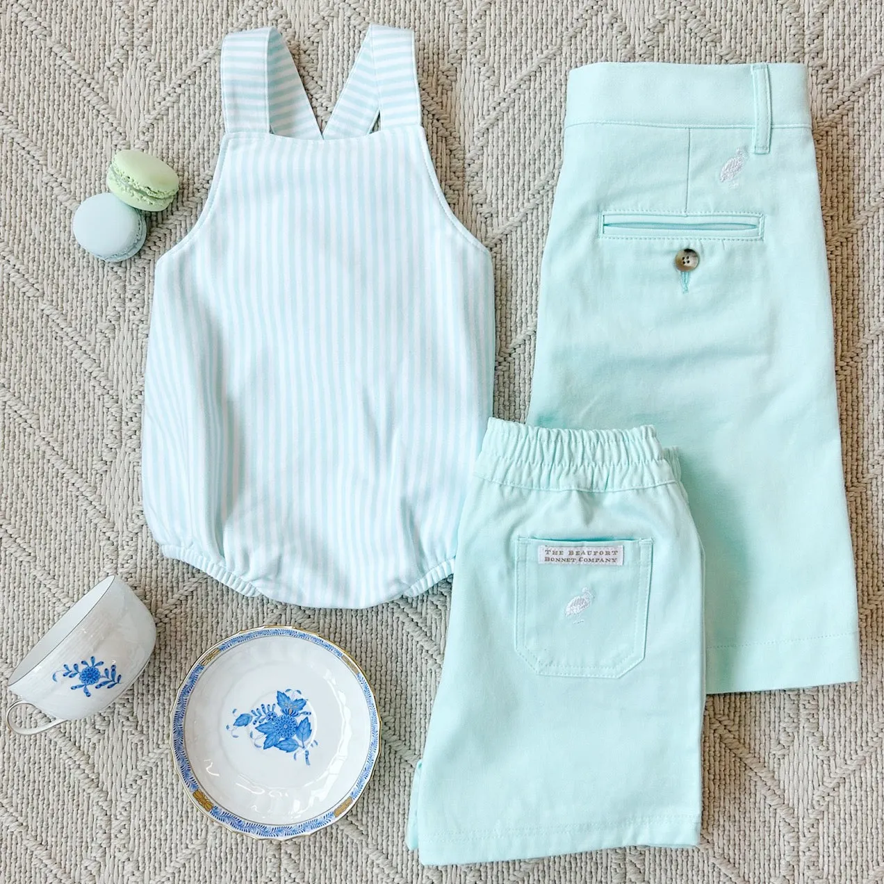 Charlie's Chinos - Sea Island Seafoam with Worth Avenue White Stork