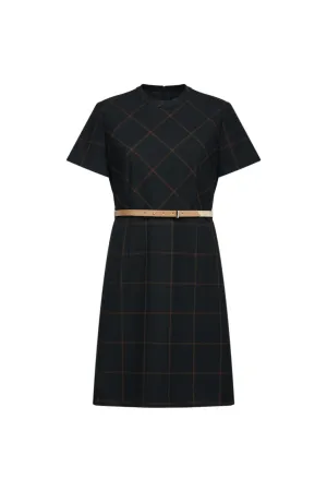 Checked Dress with Belt