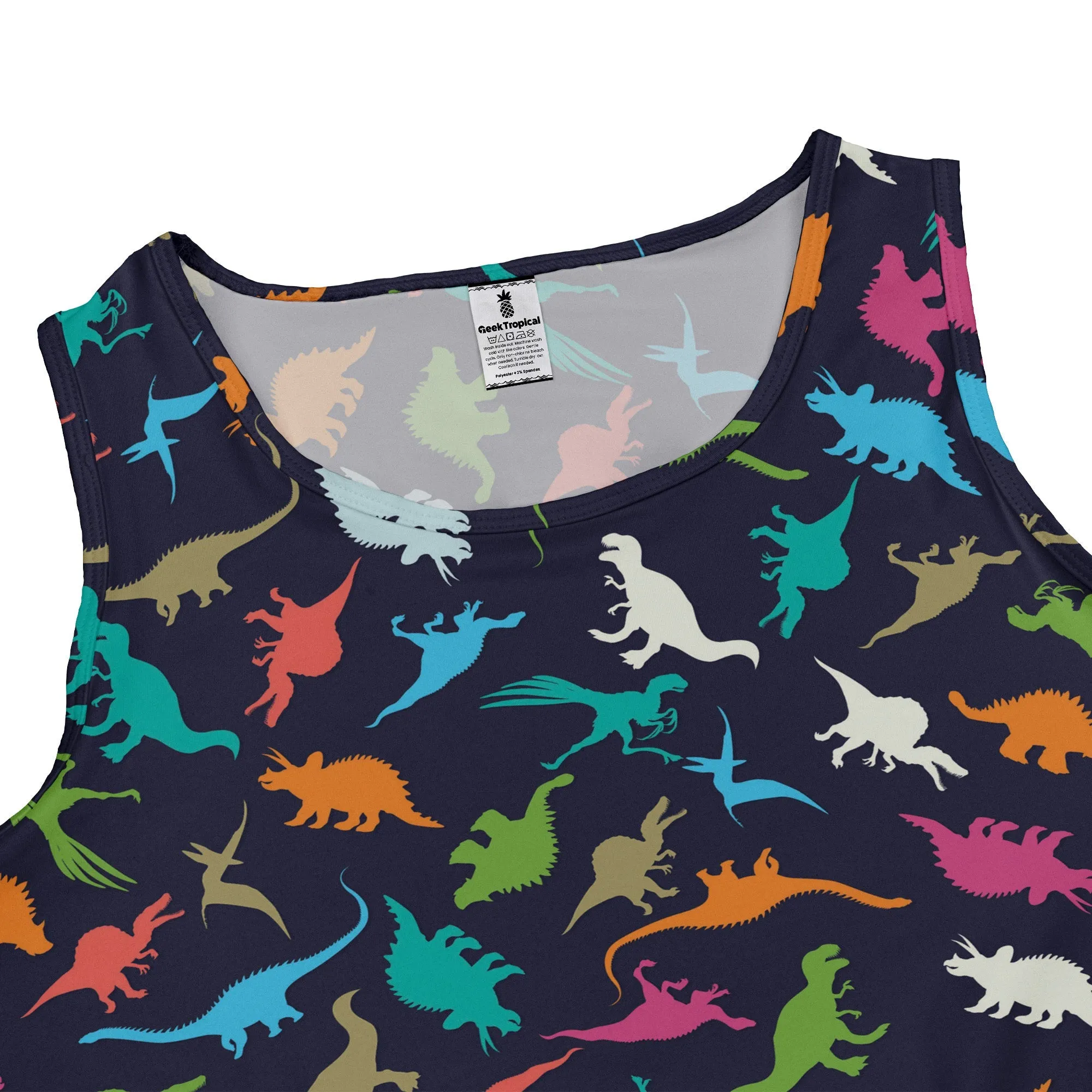 Colorful Dinosaur Silhouettes Navy Dress