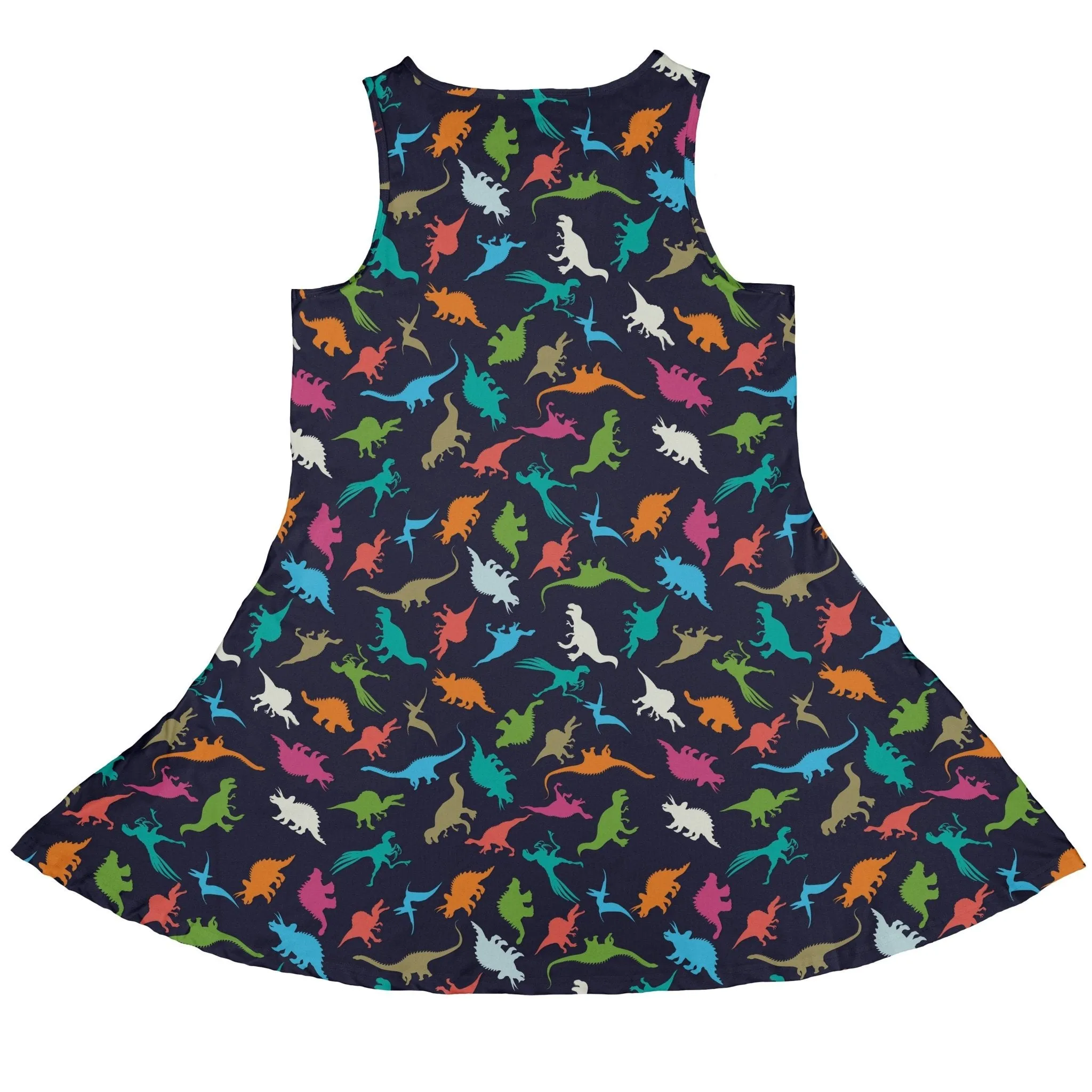 Colorful Dinosaur Silhouettes Navy Dress