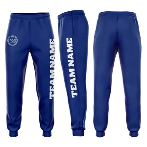 Custom Royal White Fleece Jogger Sweatpants