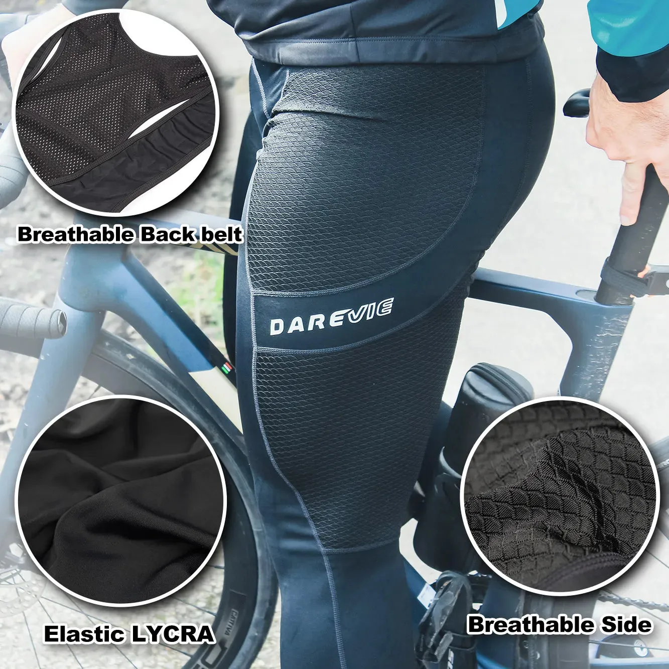 DAREVIE Cycling Bib Pants Summer Men Gel Pad Cycling Long Bib Pants Breathable Men's Cycling Pants Tight 6 Hour Ride Trousers