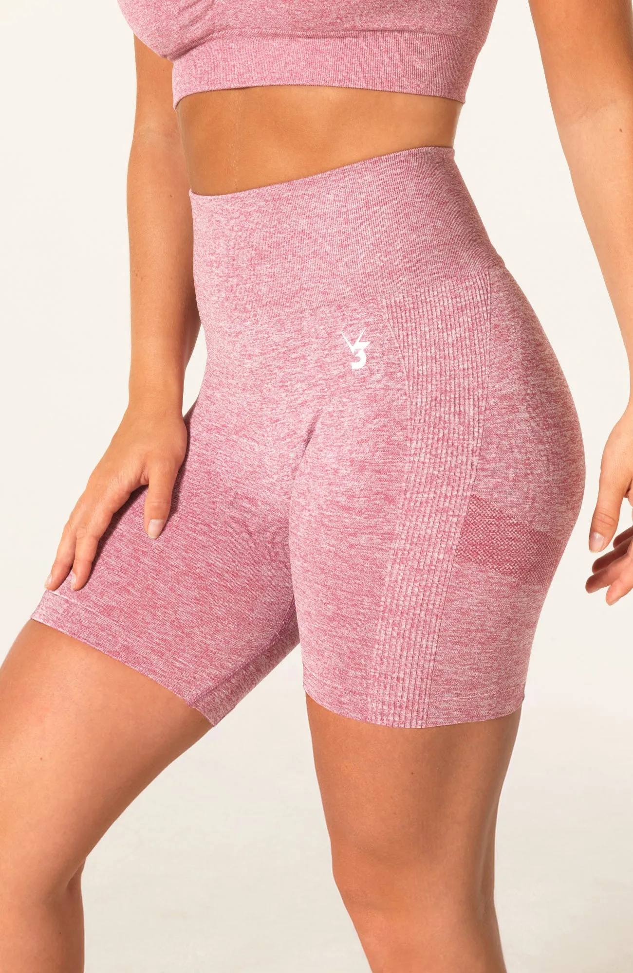 Define Seamless Scrunch Shorts & Sports Bra Set - Pink Marl