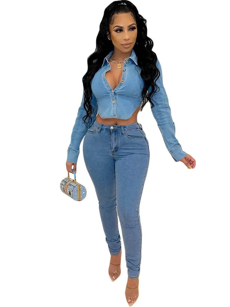 Denim Criss Cross Lace Up Bodycon Skinny Pants