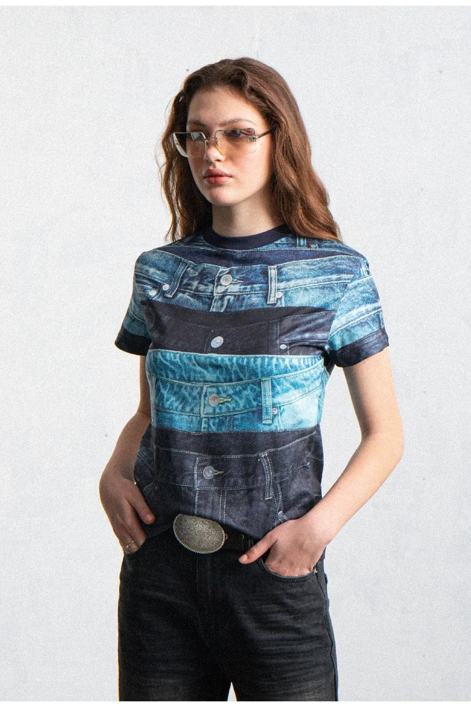 Denim Waistband Print T-shirt