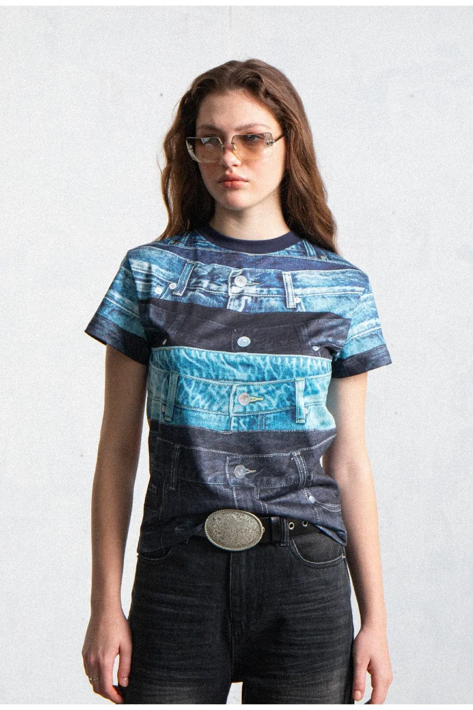 Denim Waistband Print T-shirt