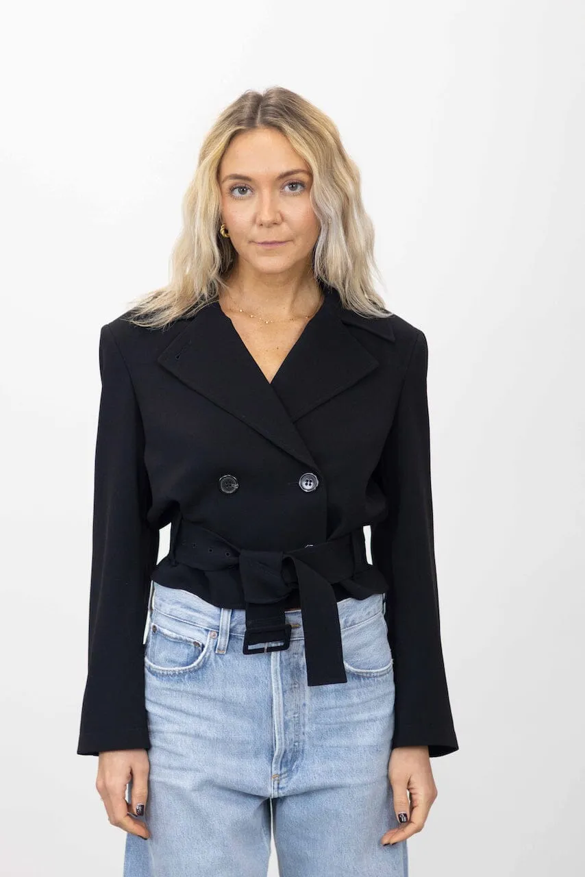 DOUBLE BREASTED CREPE CROP TRENCH