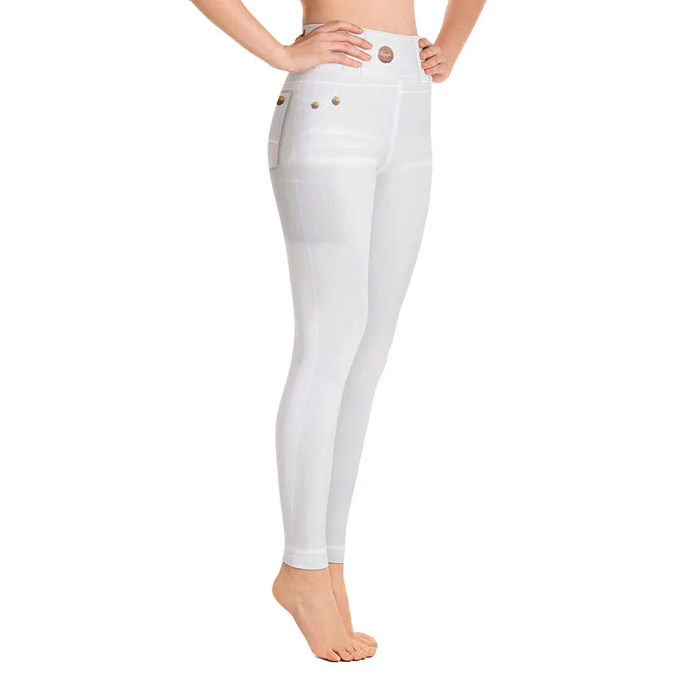 ELEVATED ESSENTIALS, BOOTY BOOSTING HIGH WAISTBAND FADED WHITE JEANS LEGGING