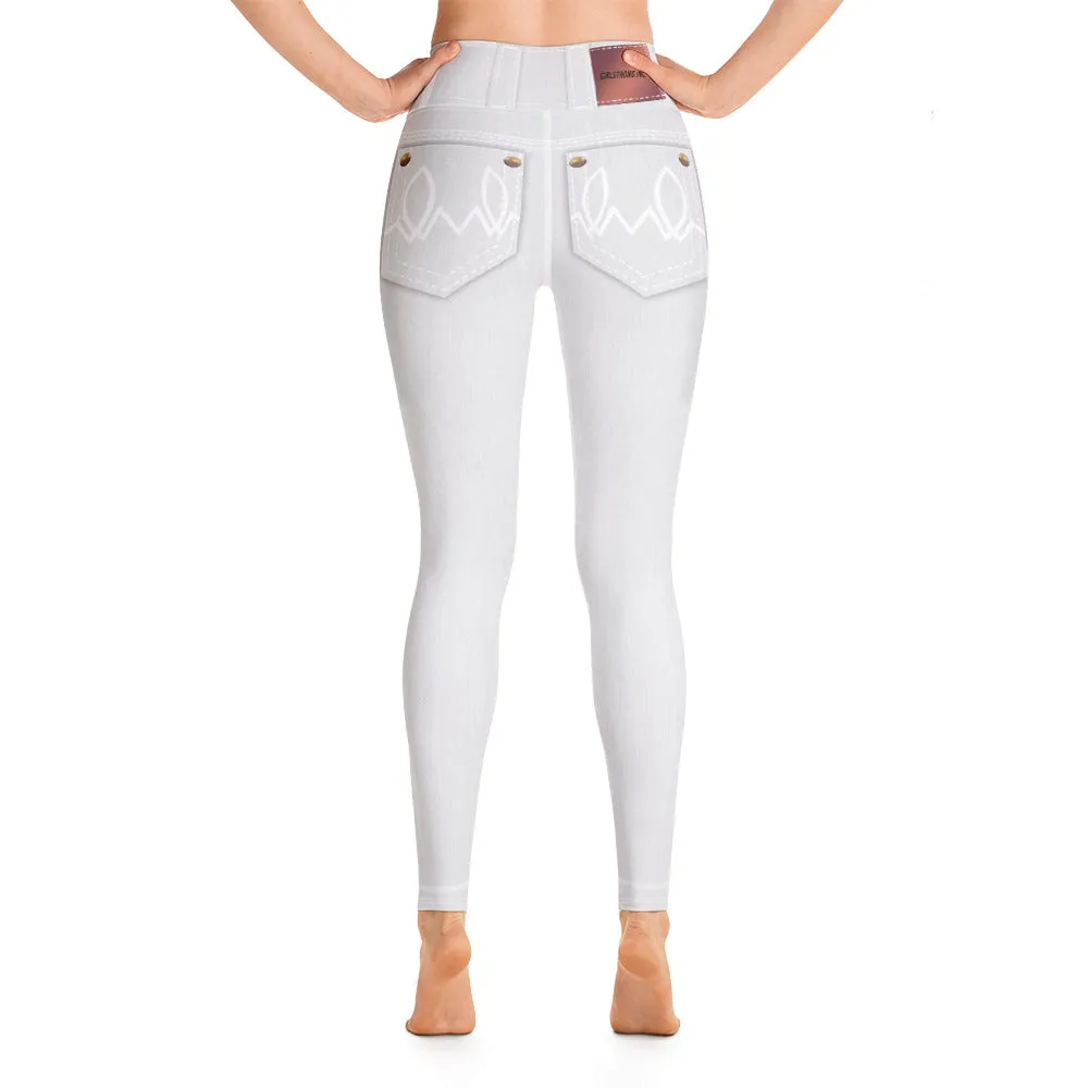 ELEVATED ESSENTIALS, BOOTY BOOSTING HIGH WAISTBAND FADED WHITE JEANS LEGGING