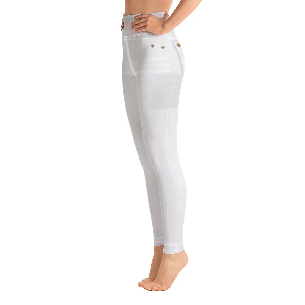 ELEVATED ESSENTIALS, BOOTY BOOSTING HIGH WAISTBAND FADED WHITE JEANS LEGGING