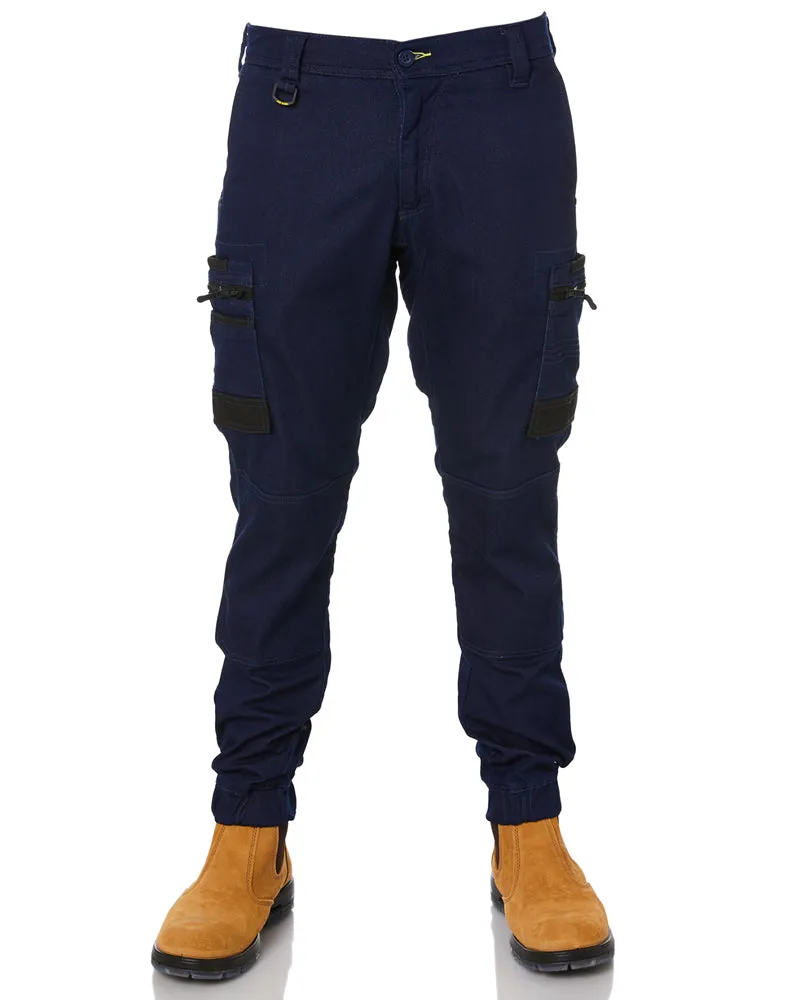 Flex and Move Stretch Denim Cargo Cuffed Pants - Denim