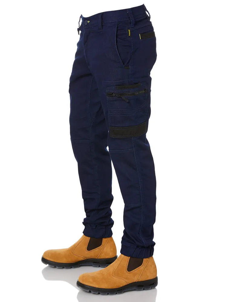 Flex and Move Stretch Denim Cargo Cuffed Pants - Denim