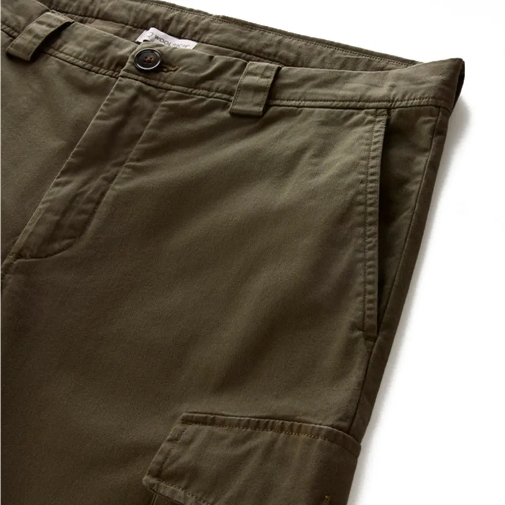 Garment-Dyed Cargo Pants in Stretch Cotton Twill 'Dark Green'