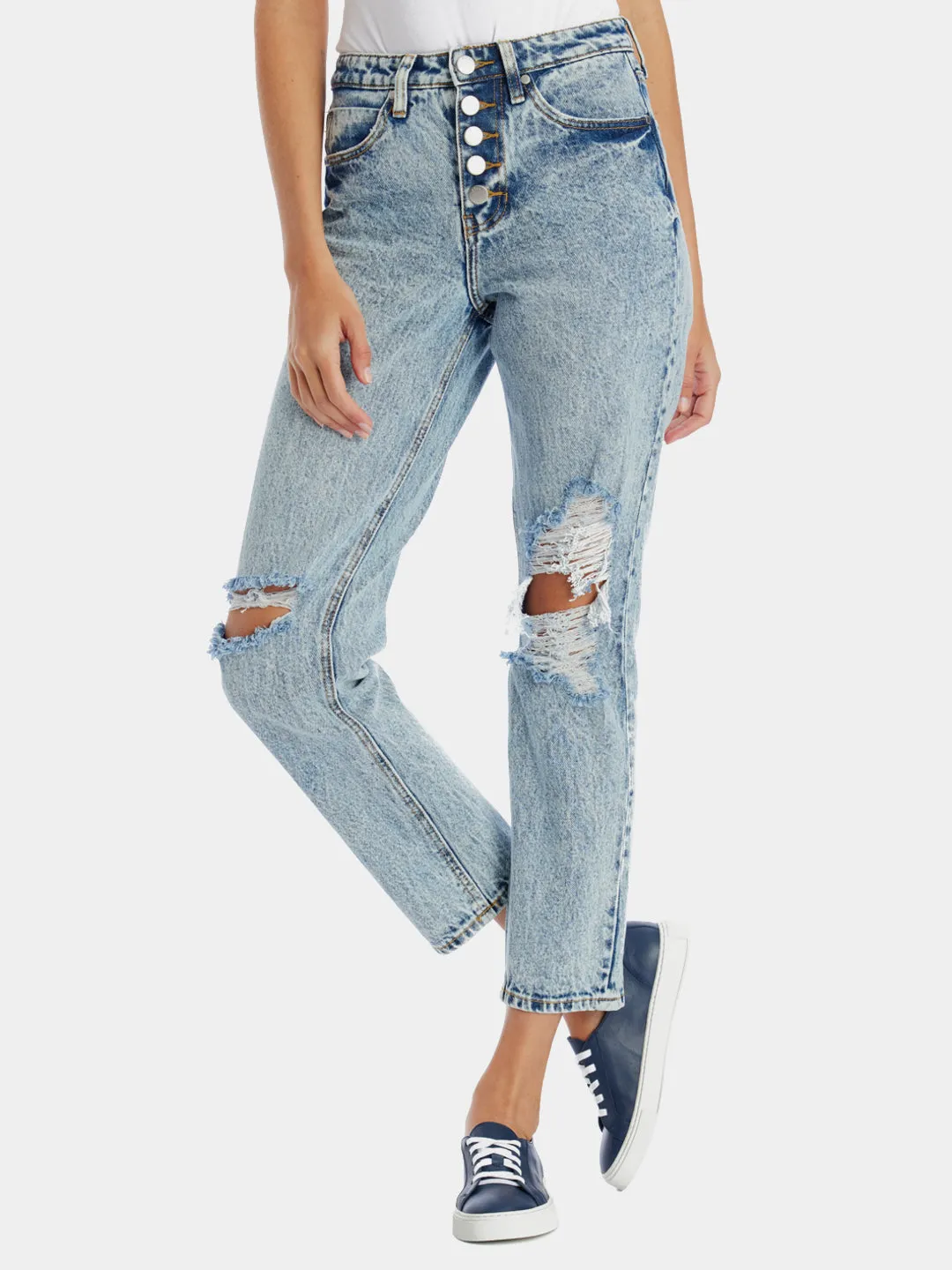 High Rise Mom Destructed Jeans