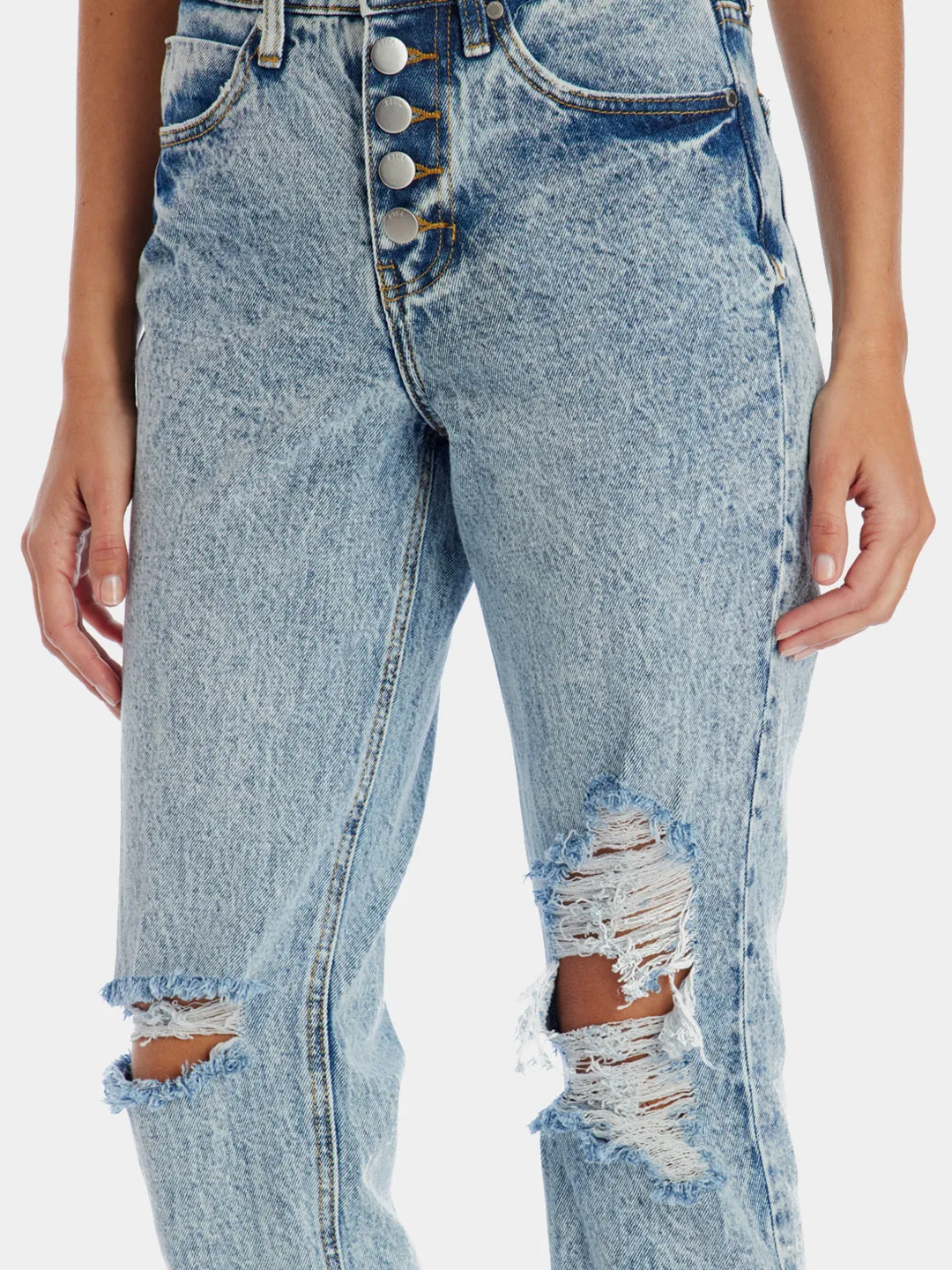 High Rise Mom Destructed Jeans