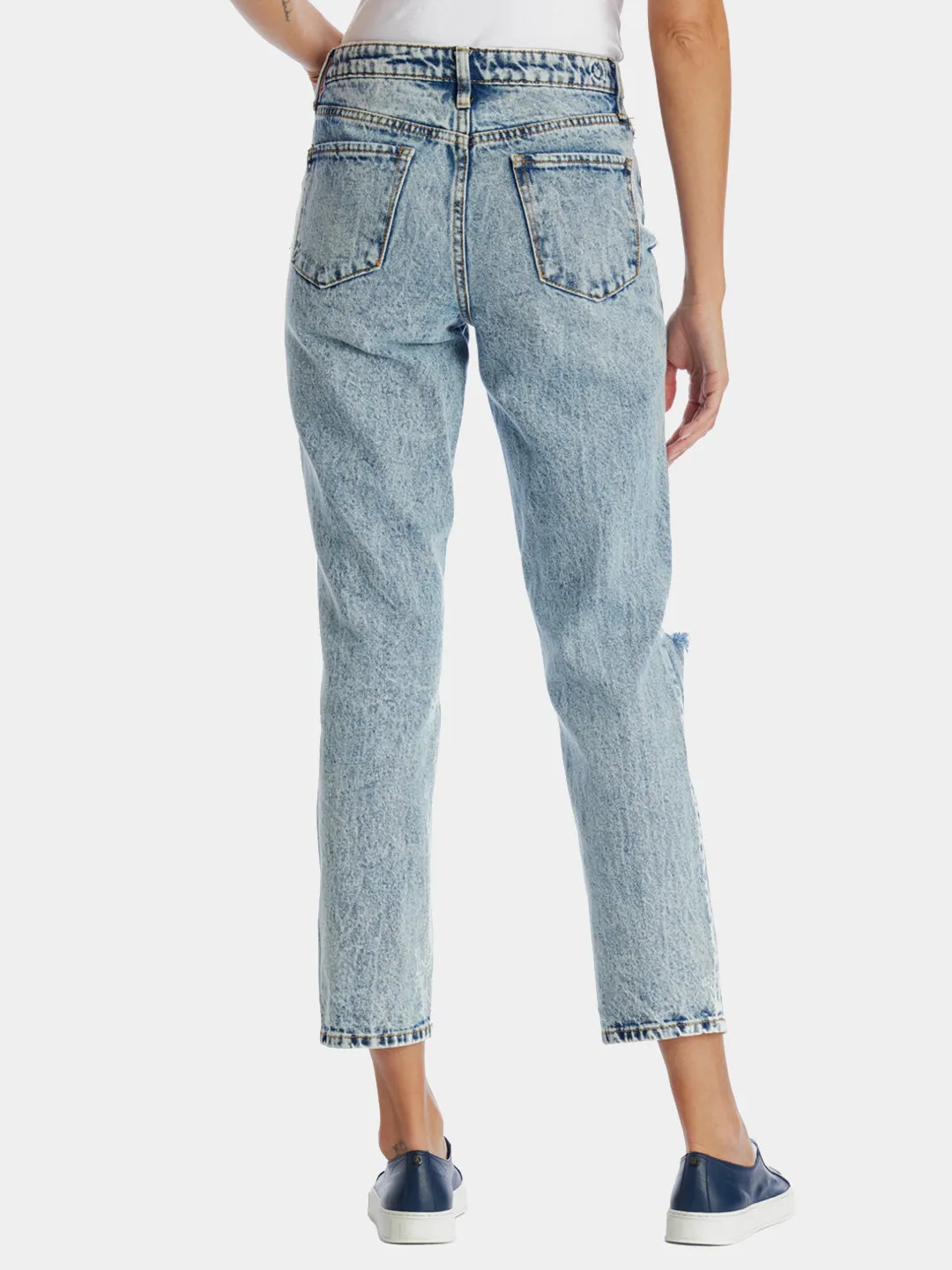 High Rise Mom Destructed Jeans