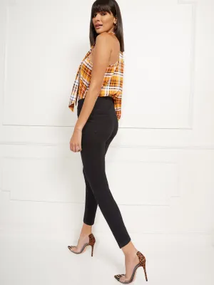 High Rise Pull On Skinny Jeans