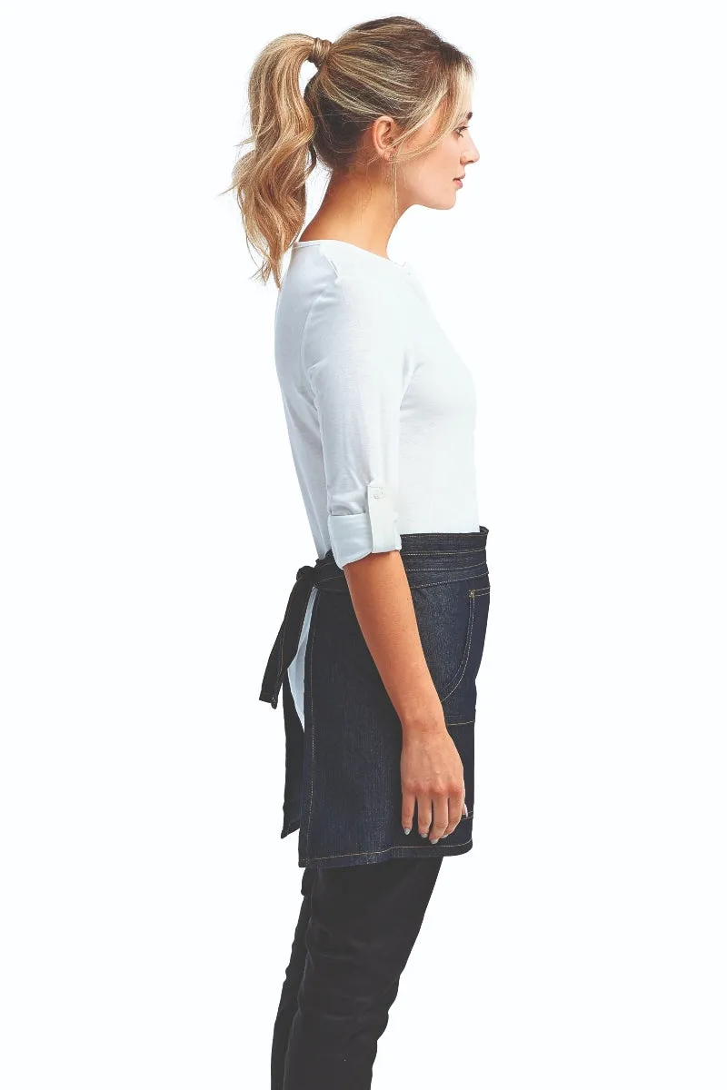 Indigo Denim Jean Stitch Waist Apron (4 Pocket Pouch)