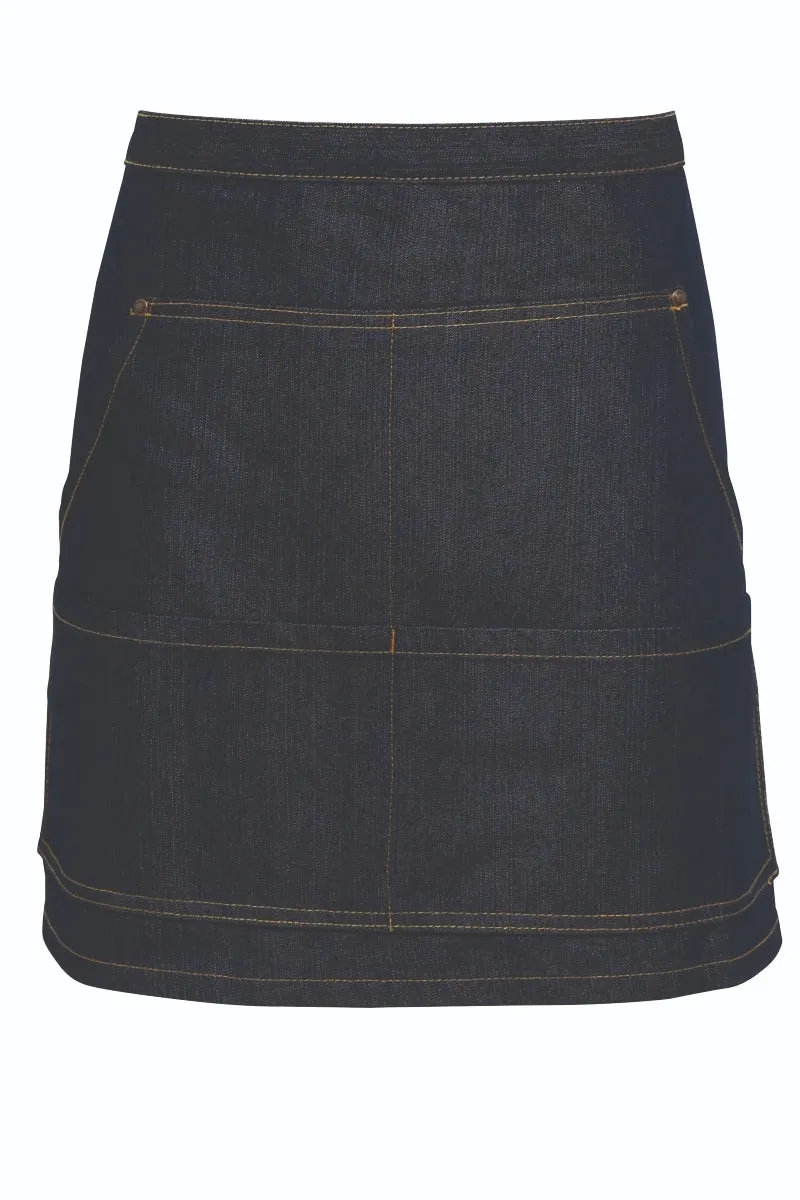 Indigo Denim Jean Stitch Waist Apron (4 Pocket Pouch)