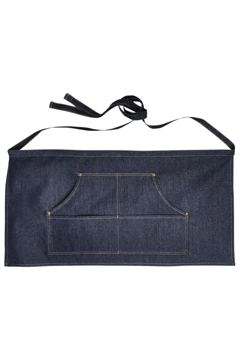 Indigo Denim Jean Stitch Waist Apron (4 Pocket Pouch)