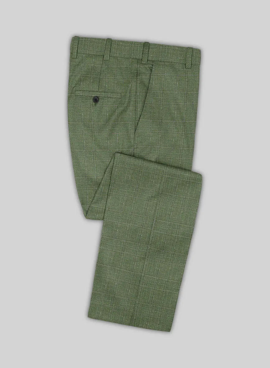 Italian Murano Gumil Green Wool Linen Silk Pants