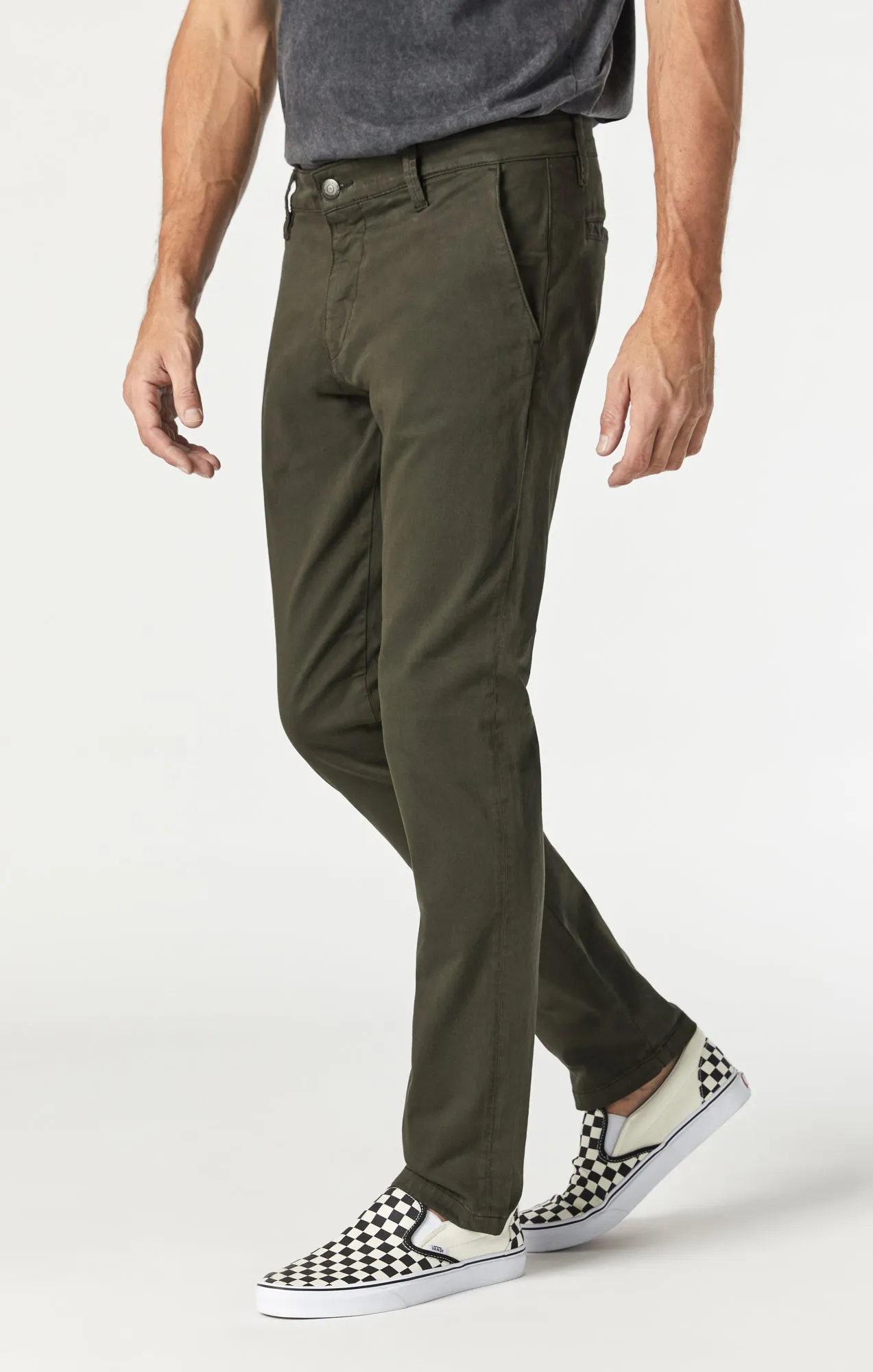 JOHNNY SLIM LEG CHINO PANTS IN DARK GREEN TWILL