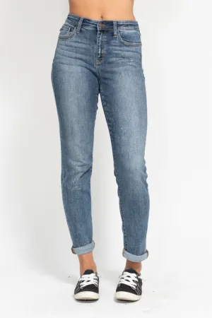 Judy Blue Reg/Plus High Waist Bleach Splash Boyfriend Jeans