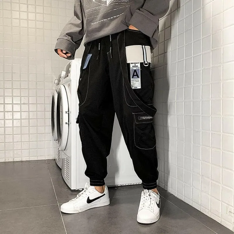 Light Blue-gray Mens Jogger Cargo Trousers for Streetwear Style