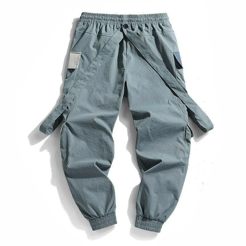 Light Blue-gray Mens Jogger Cargo Trousers for Streetwear Style