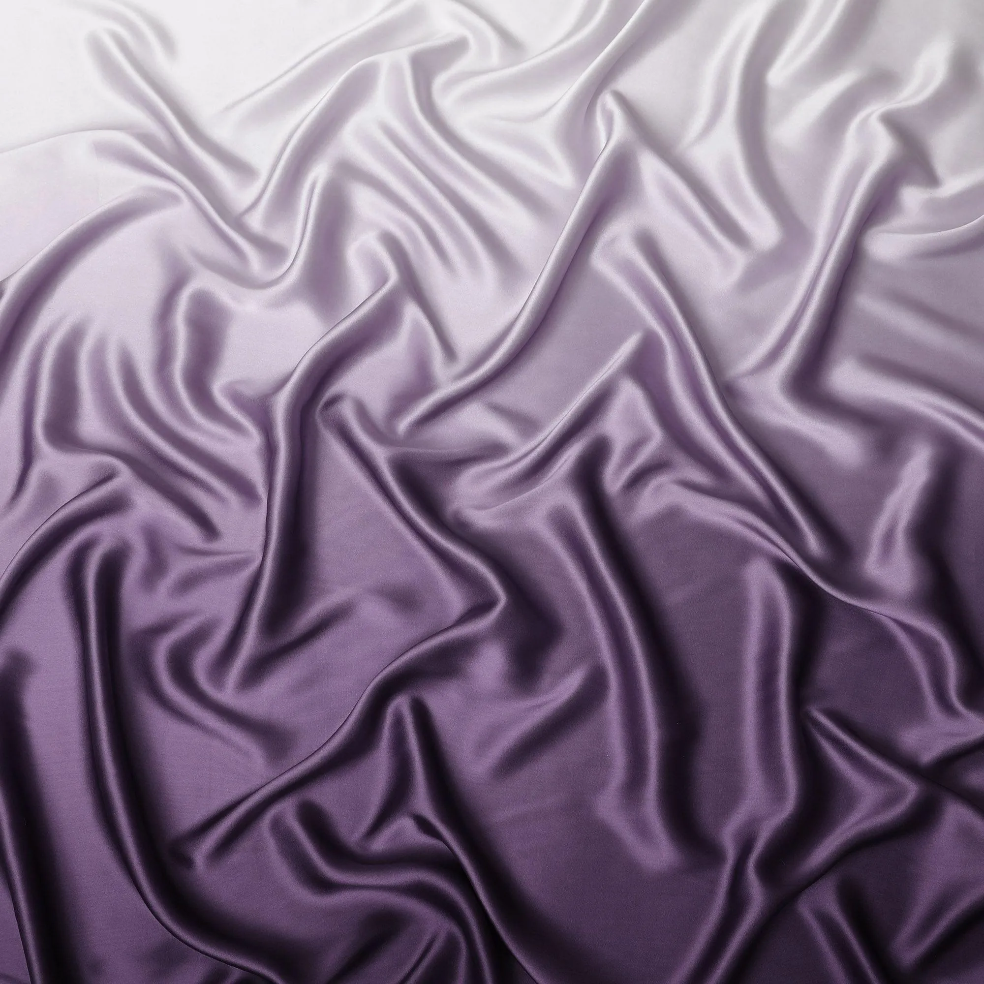 Light lavender to dark plum Premium pure silk satin fabric in ombre design-D15479