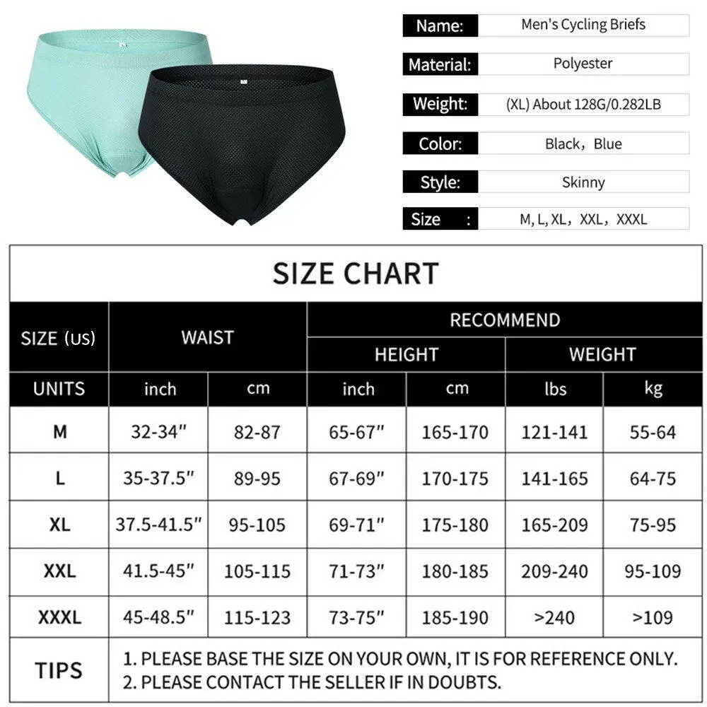 Men Bike Underwear Breathable Padded Bicycle Briefs Cycling Underwear Shorts