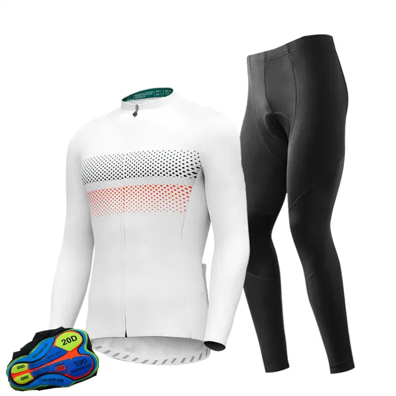 Men's Pro Sportswear Climbing Cycling Jersey Set Bicycle Suit Long Sleeves Outdoor Winter Thermal Fleece Riding Clothing