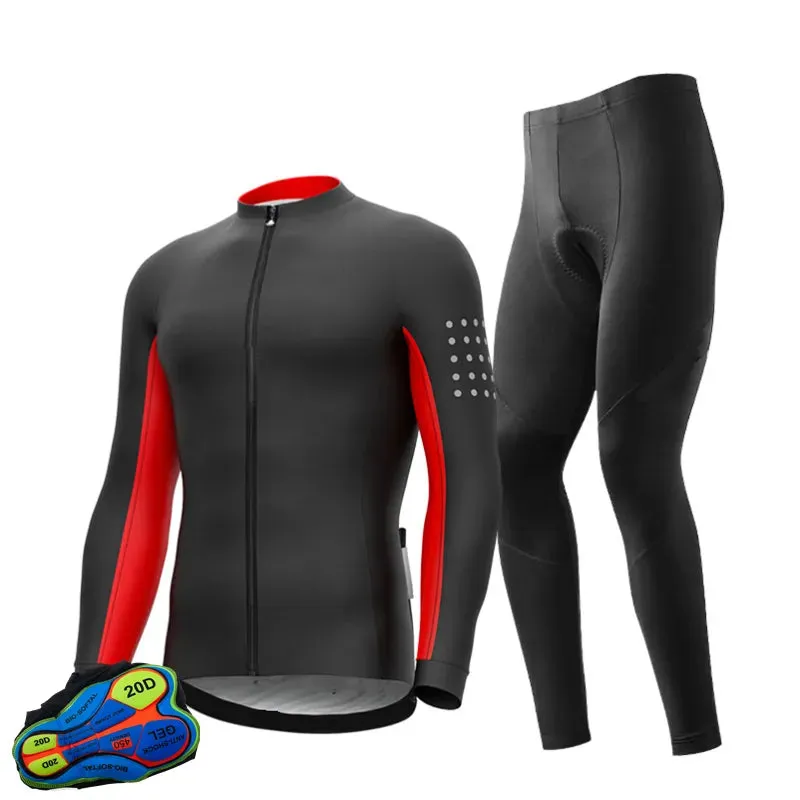 Men's Pro Sportswear Climbing Cycling Jersey Set Bicycle Suit Long Sleeves Outdoor Winter Thermal Fleece Riding Clothing