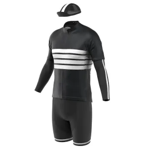 Men's Retro Four Stripe Black 4 Piece Cycling Kit