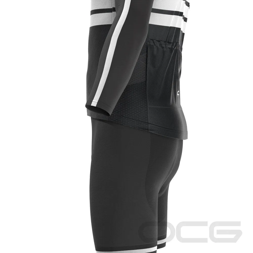 Men's Retro Four Stripe Black 4 Piece Cycling Kit