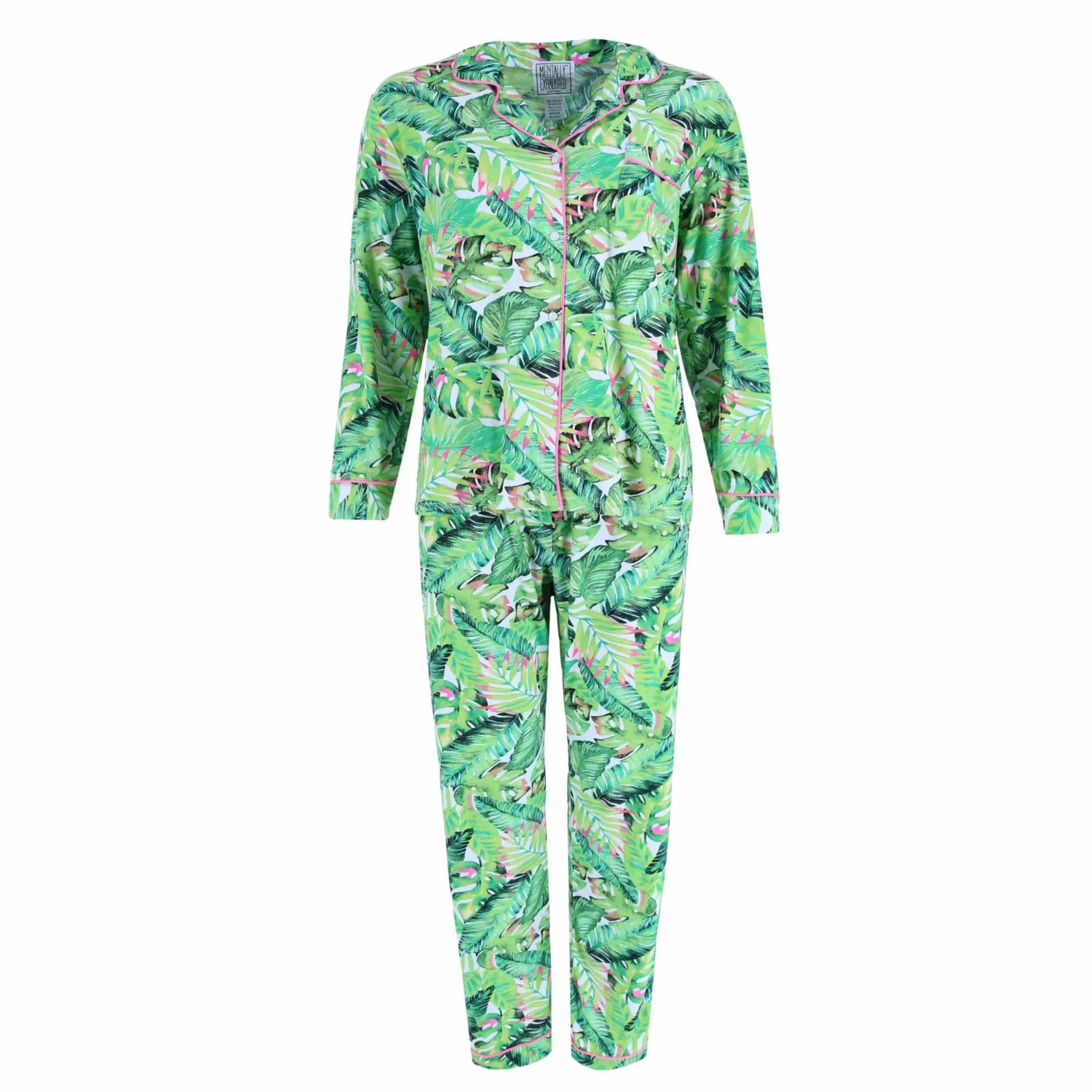 Mentally Exhausted Women's Hawaiian Notch Pajama Set