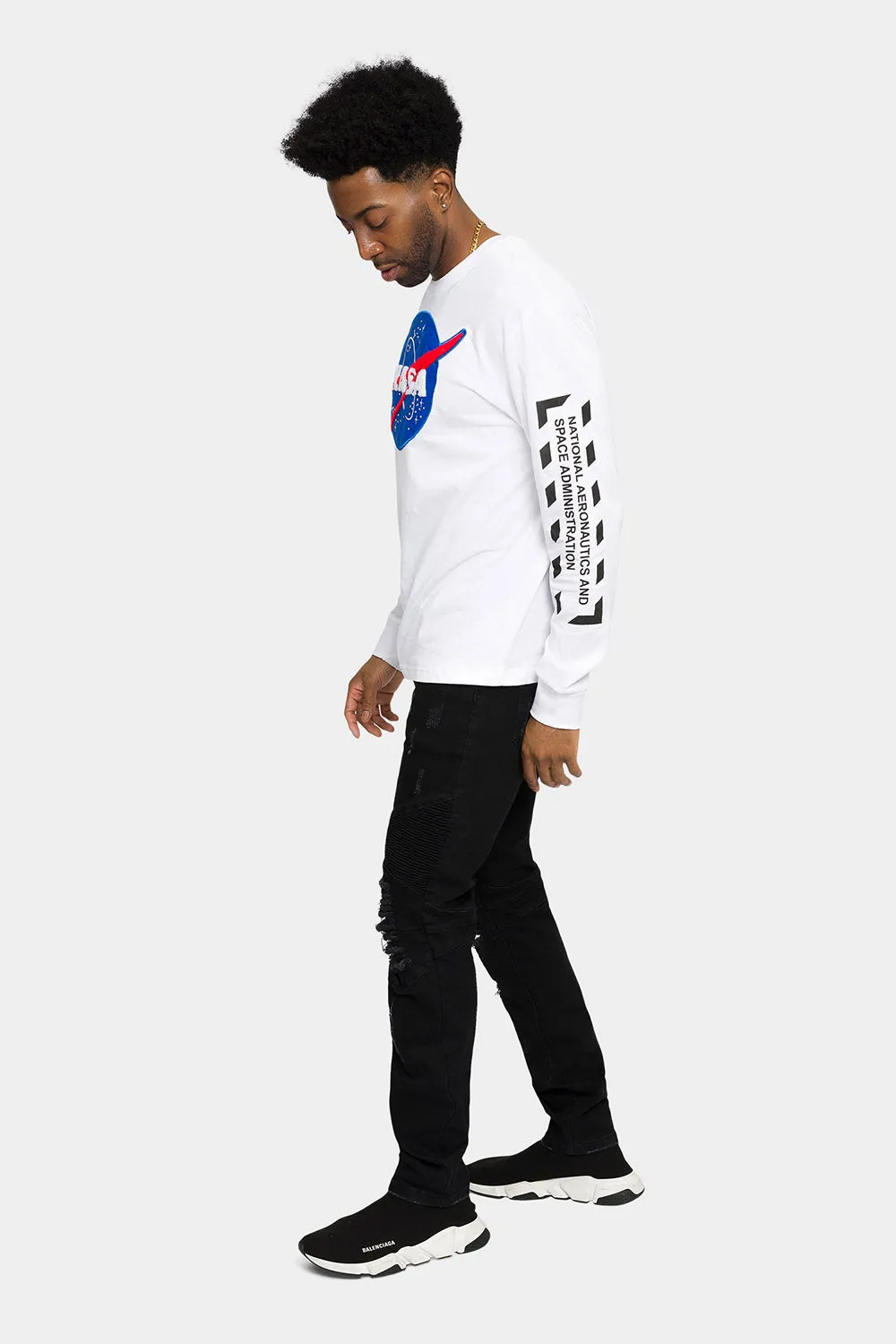 NASA Chenille Patch Long Sleeve T-Shirt