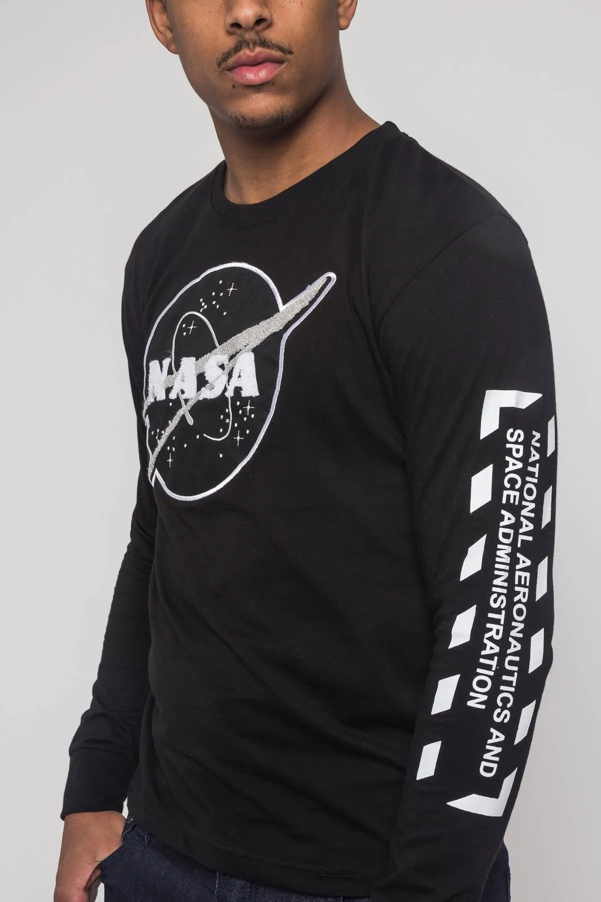 NASA Chenille Patch Long Sleeve T-Shirt