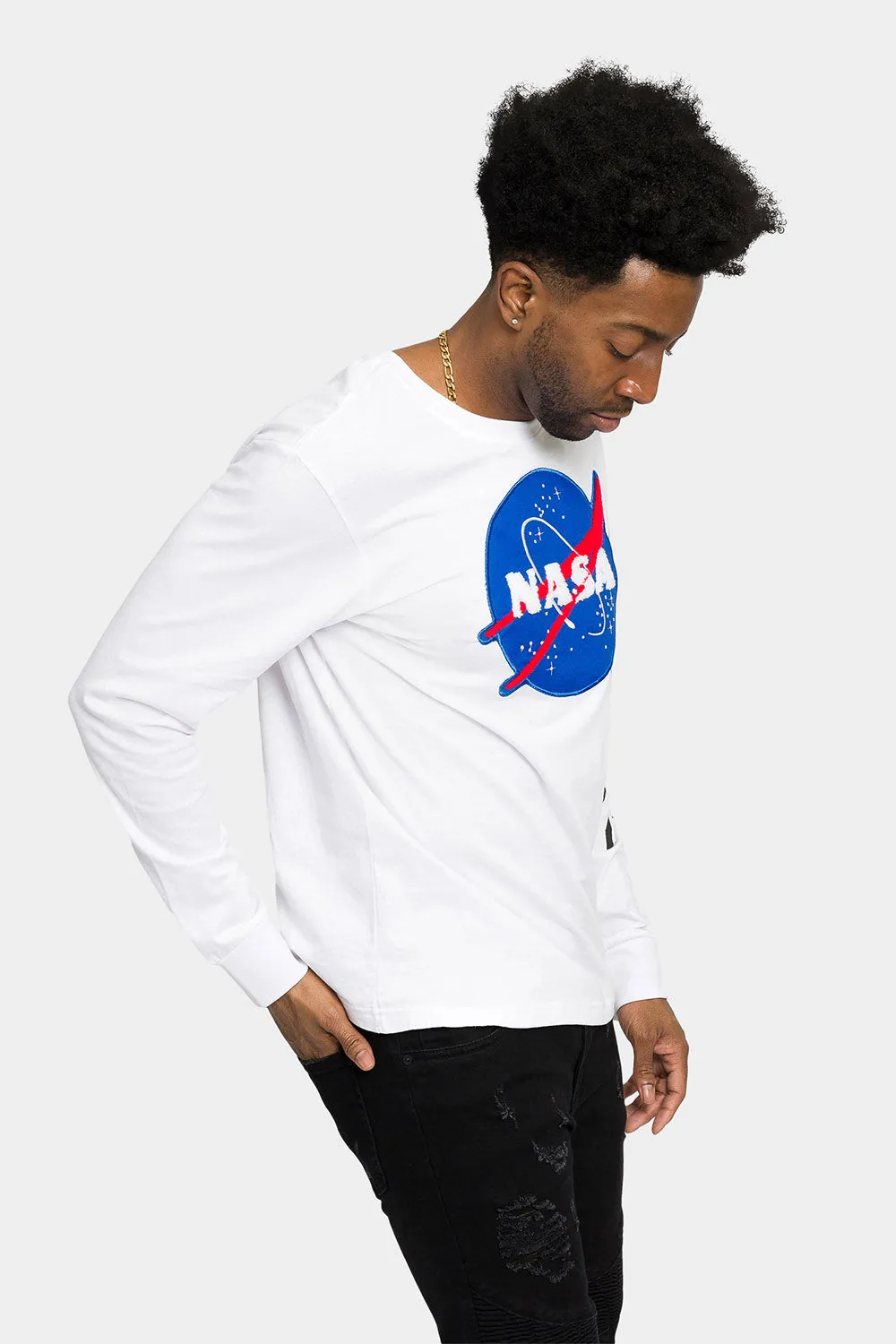 NASA Chenille Patch Long Sleeve T-Shirt