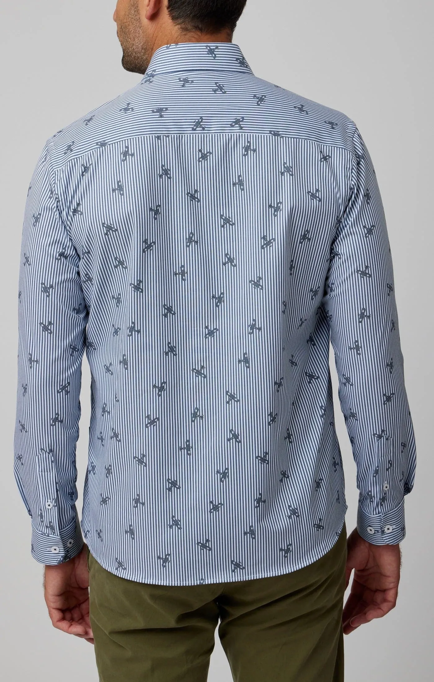 Navy Airplane Print Drytouch Shirt