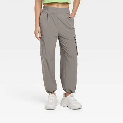 New - JoyLab Women's Cinch Hem Woven Cargo Pants High Rise Casual Fit